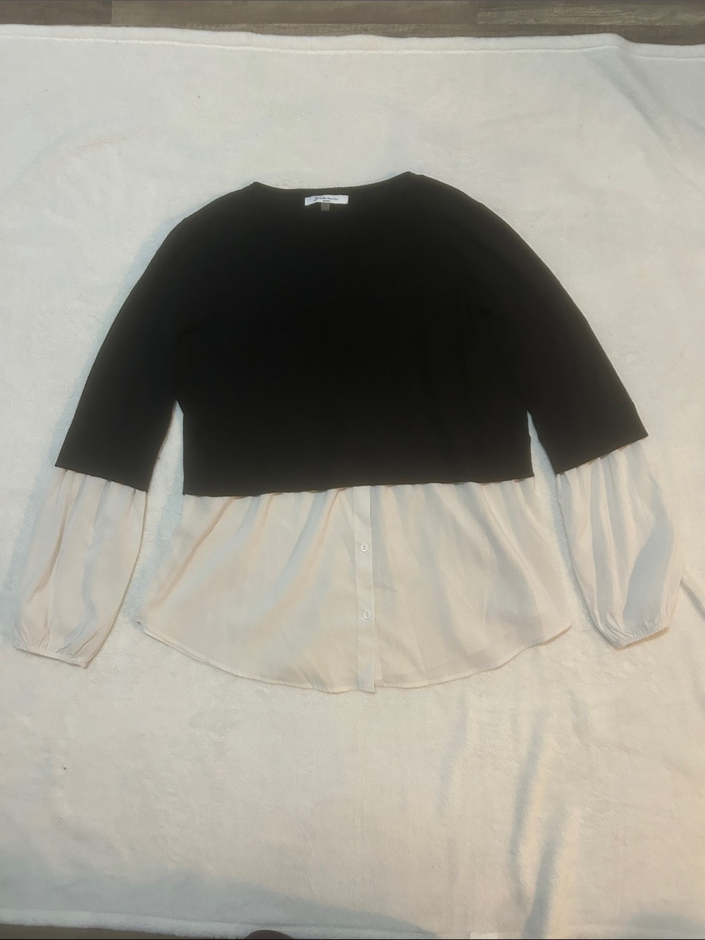 Sioni Women’s Too Black and White Layered Sweater Blouse Size XL